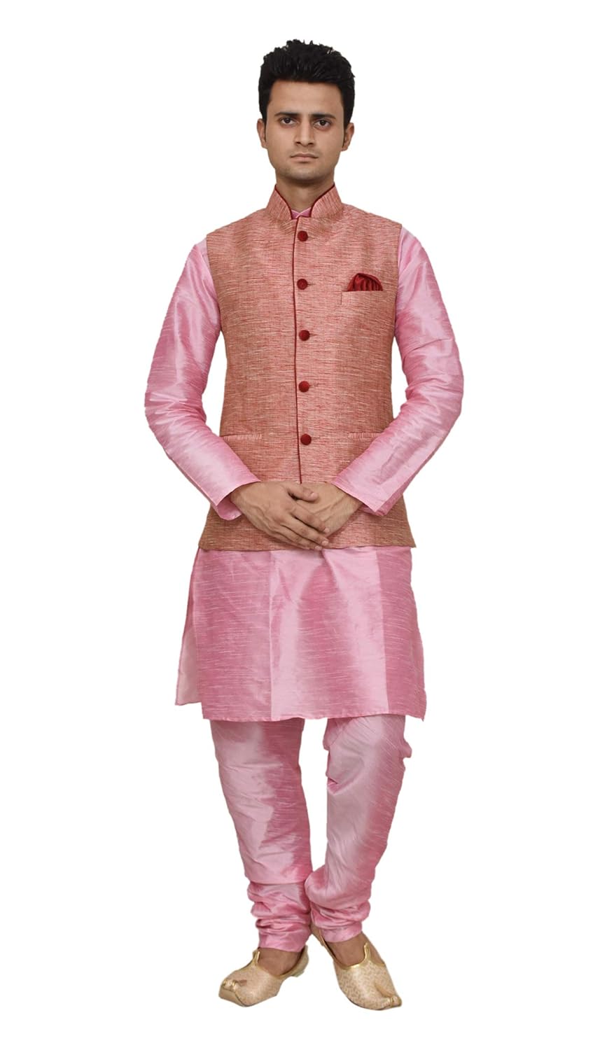 Pink kurta with waistcoat Clearance