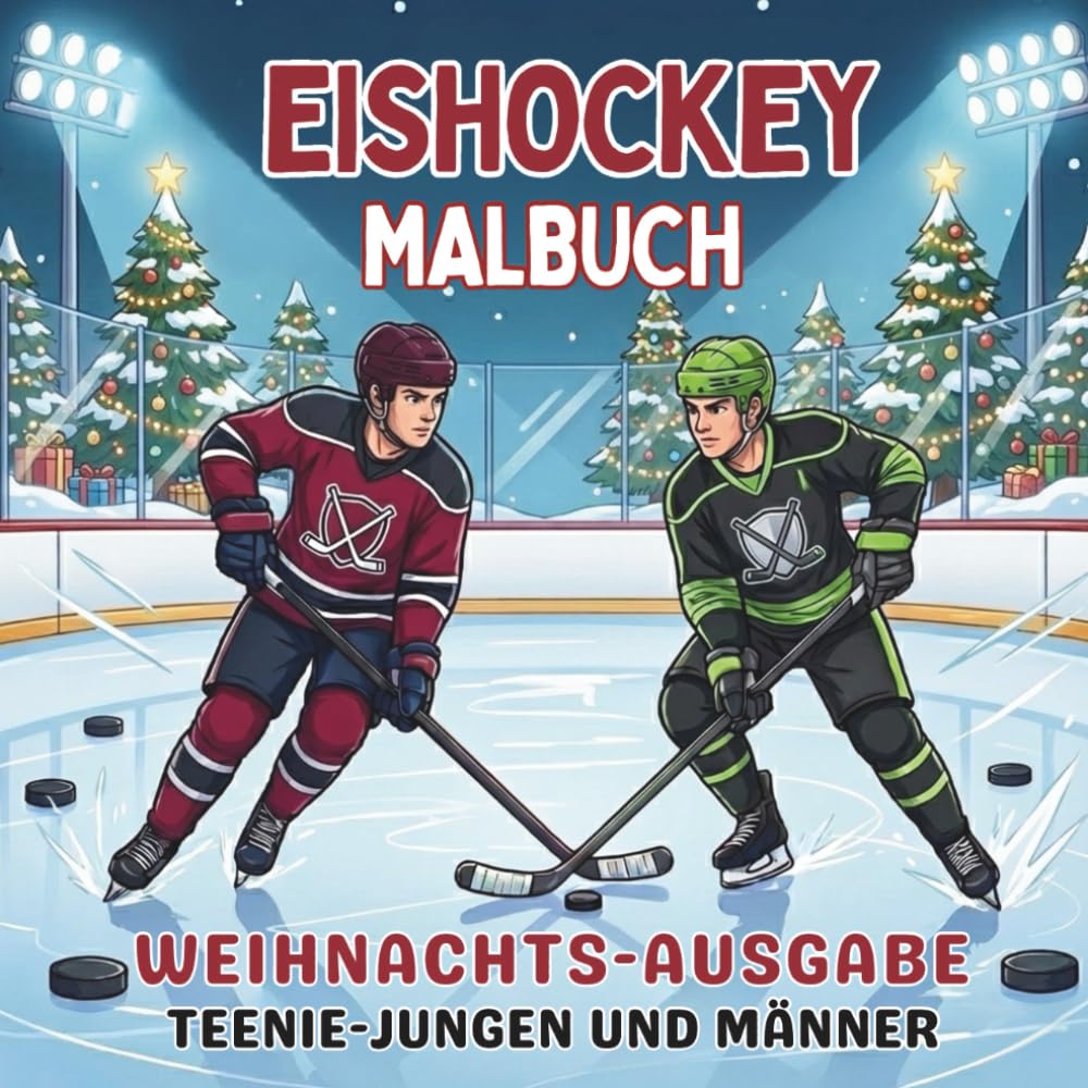 Eishockey Malbuch. Weihnachts-Ausgabe. Teenie-Jungen und Männer: Sportliches Geschenk zu Weihnachten für Hockey-Fans. 40 winterliche Motive. ... Entspannung und Teamspirit für jede Saison!)