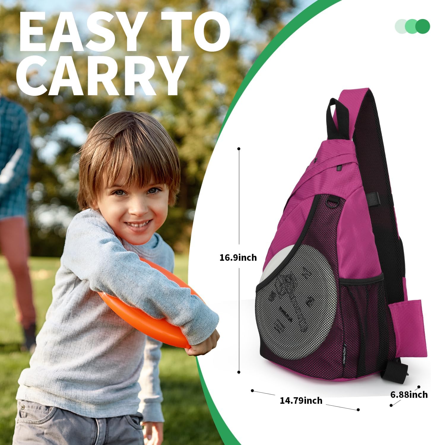 MOYAQI Disc Golf Bag with Retriever Holder and Storage Pockets, Disc Golf Backpack with 8-10 Disc Capacity, Padded Adjustable Strap and Back Panel, Lightweight and Durable