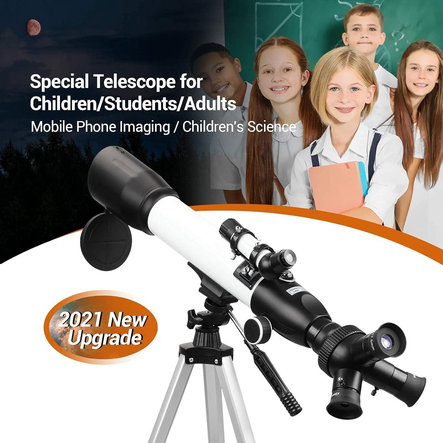 🔥 Cаѕhbасk uр tо 70% [Upgraded] Telescope, Astronomy Telescope for Adults, 60mm Aperture 500mm AZ Mount Astronomical Refracting Telescope for Kids Beginners with Adjustable Tripod, Phone Adapter, Nylon Bag