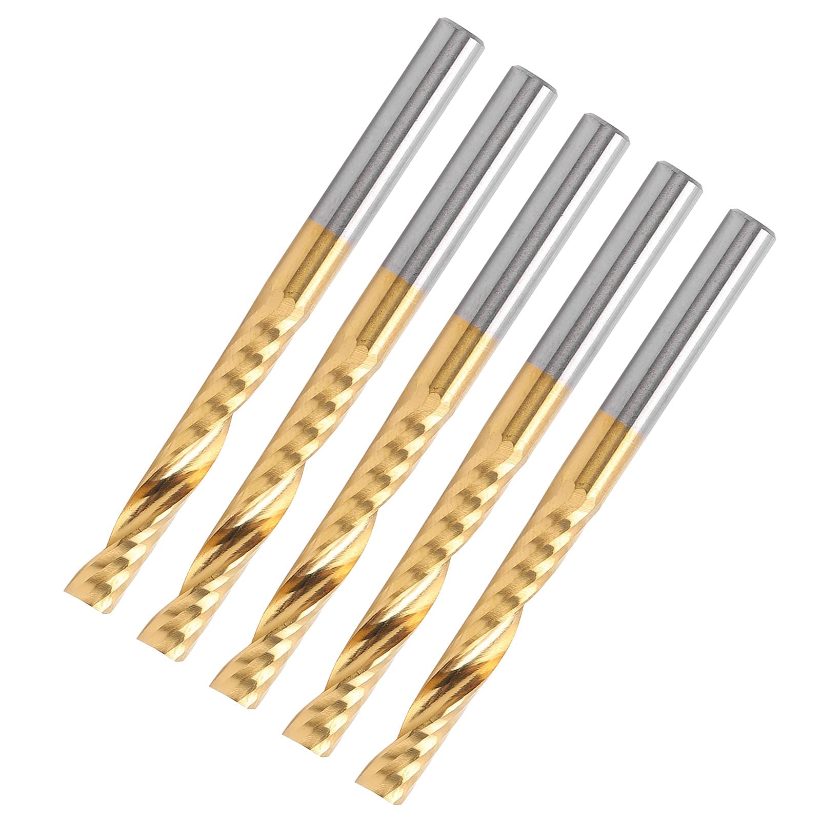 5 fresas de extremo recubiertas, fresas CNC de acero de alta velocidad, fresas en espiral de 1 flauta para aluminio, cobre, latón, metalurgia, 4 mm de diámetro, 22 mm, 50 mm