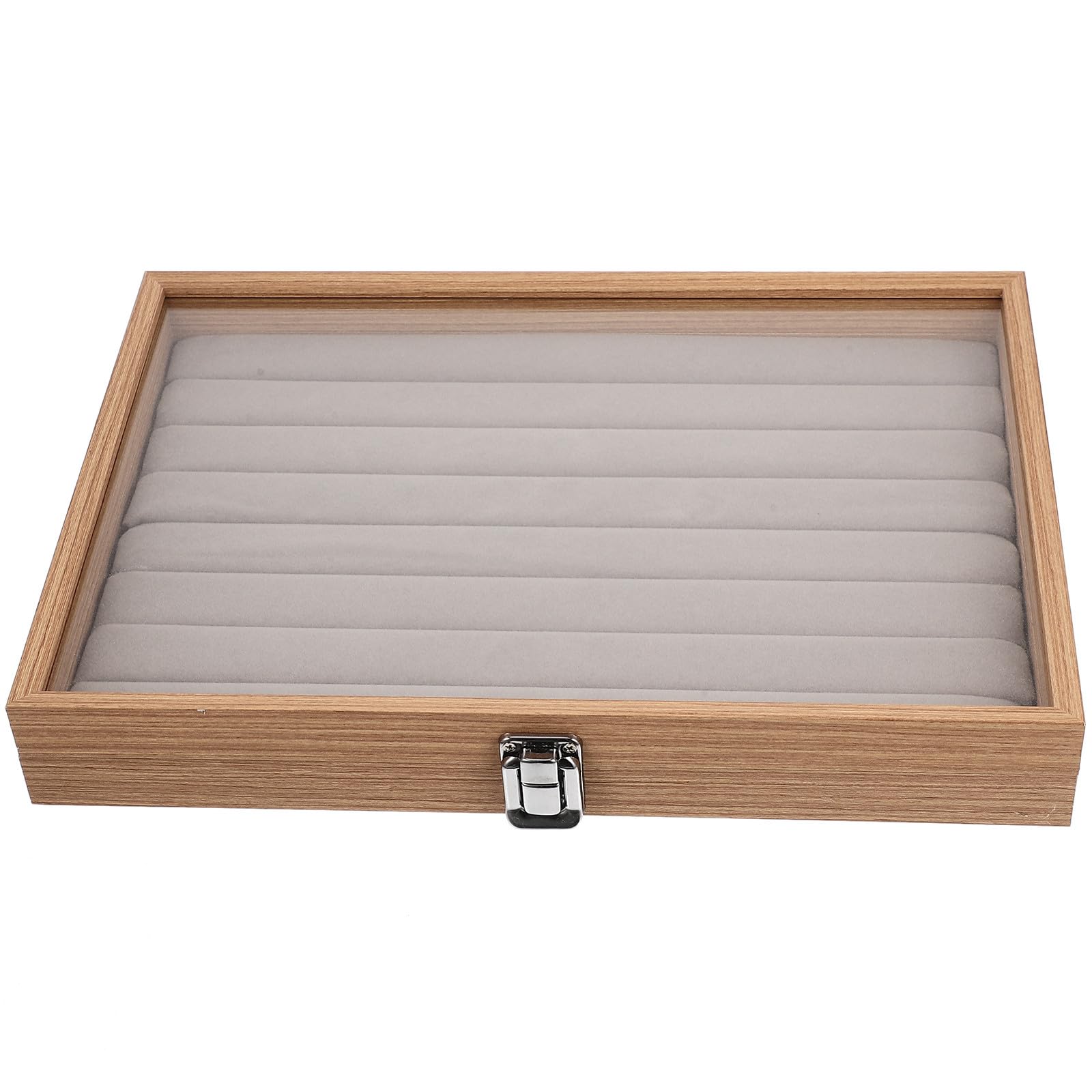 Happyyami Ring Organizer Box, Scatola per Gioielli in Vetro e Legno con Accesso Facile, per Regalo di Matrimonio e Anniversario