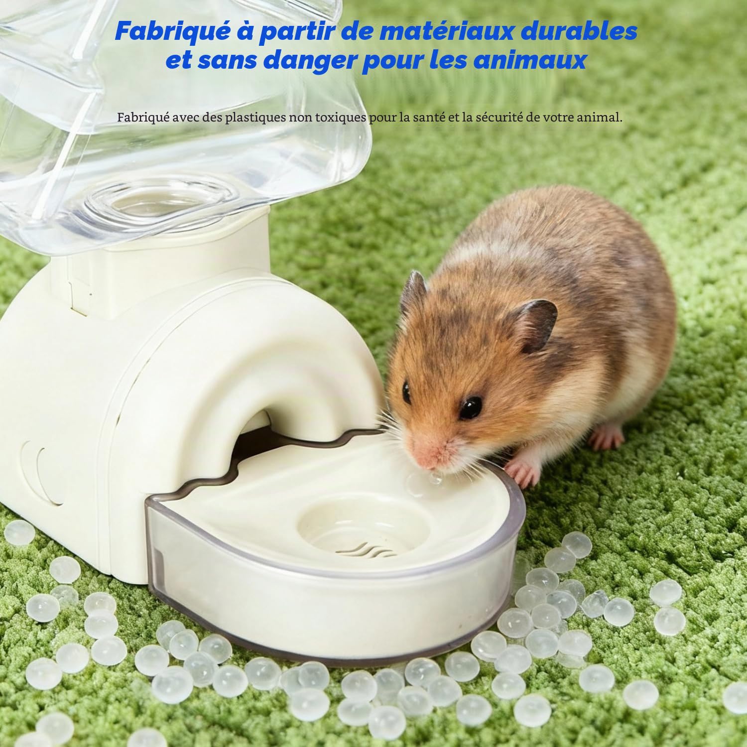 Nobleza Distributeur Eau Lapin 520ml - Abreuvoir Automatique avec Biberon Anti-Fuite, Installation Suspendue ou sur Pied, Design Flottant - Blanc
