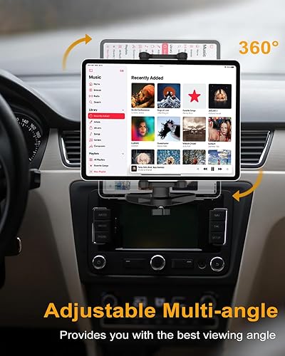 Miniatura 3 de Soporte para tablet con ranura para CD de automóvil con brazo ajustable, rotación universal de 360 para camión, reproductor de CD y tableta, para