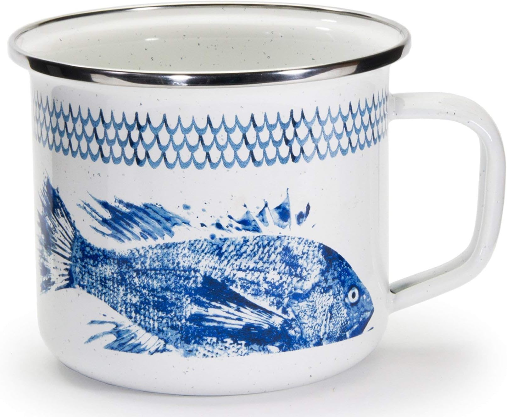 Golden Rabbit Enamelware - Fish Camp Pattern - 24 Ounce Grande Soup Mug