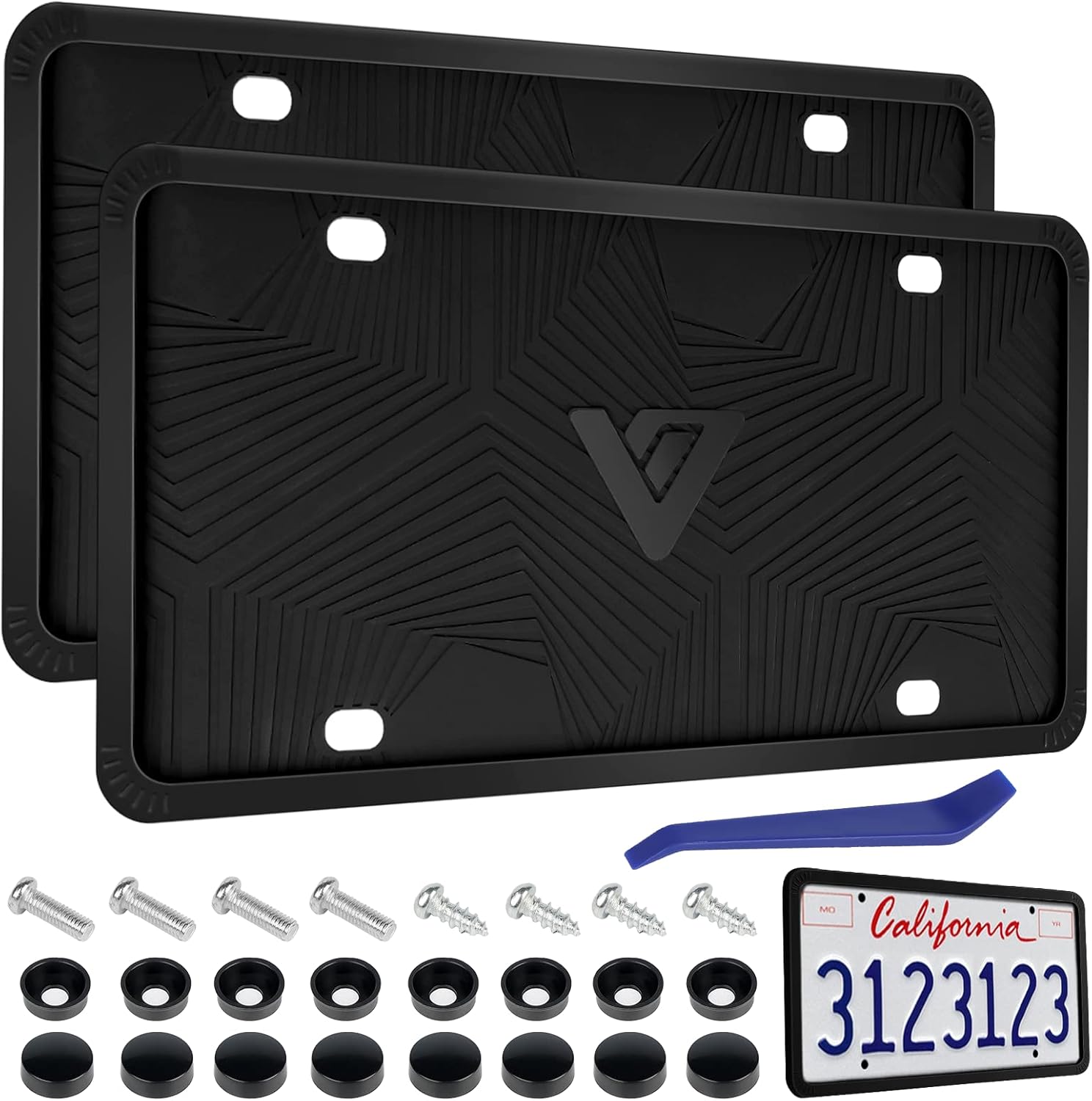 Silicone License Plate Frames Protectors, 2 Pack Car