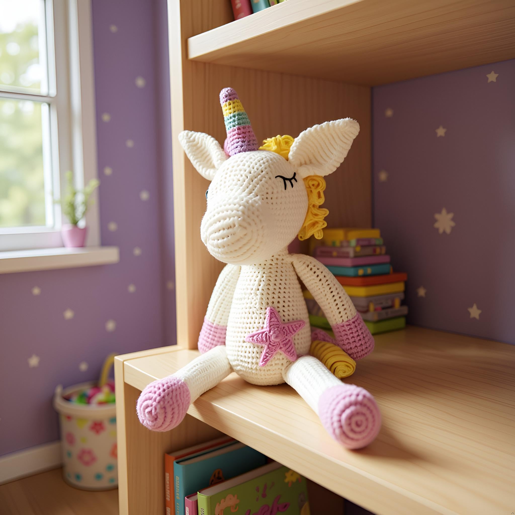 Unicorno di Peluche all'Uncinetto Fatto a Mano, Giocattoli Amigurumi per Bambini, Regali Originali all'Uncinetto per Neonati