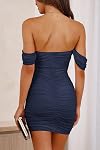 PRETTYGARDEN Summer Dresses for Women 2026 Off Shoulder Ruched Mesh Cocktail Party Graduation Bodycon Mini Short Dress