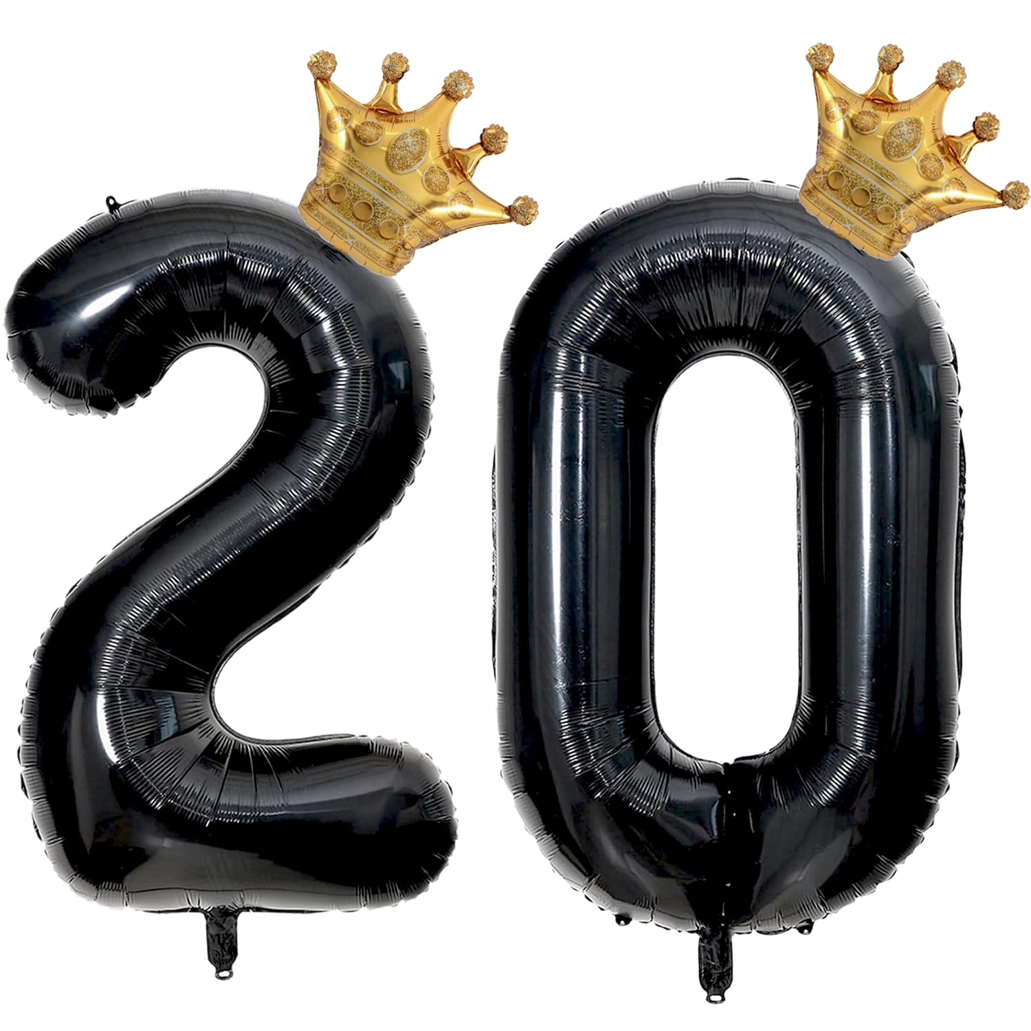 40 inch Large Black 20 Balloon Number with Gold Crown Balloons 20th Birthday Big Foil Mylar Helium Balloon for Boys Girls 20th Birthday Anniversary Decorations Supplies Favors(Number 20 Balloons）