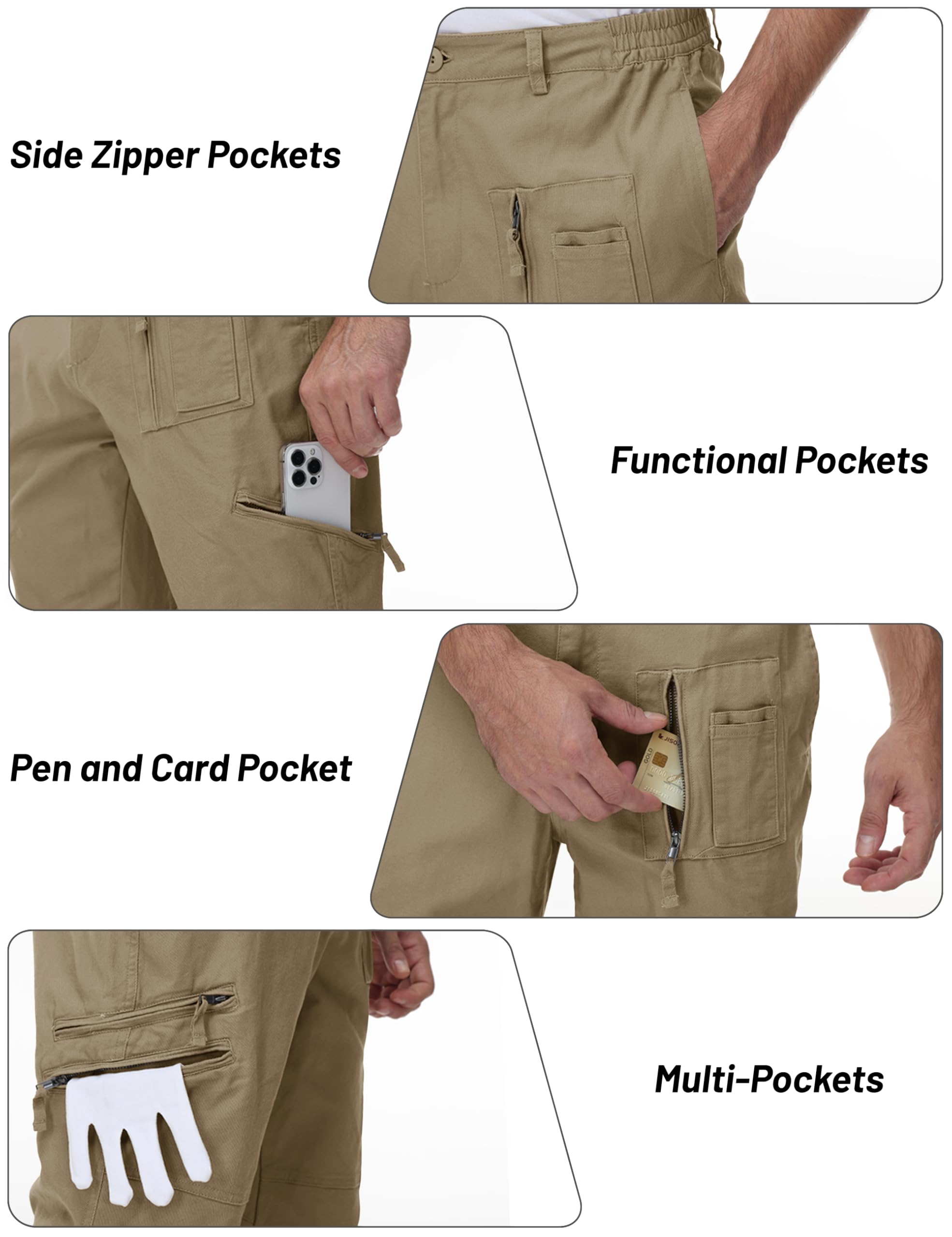 MAGCOMSEN Pantalones tácticos de Combate de algodón Liso de Verano para Exteriores con múltiples Bolsillos para Hombres