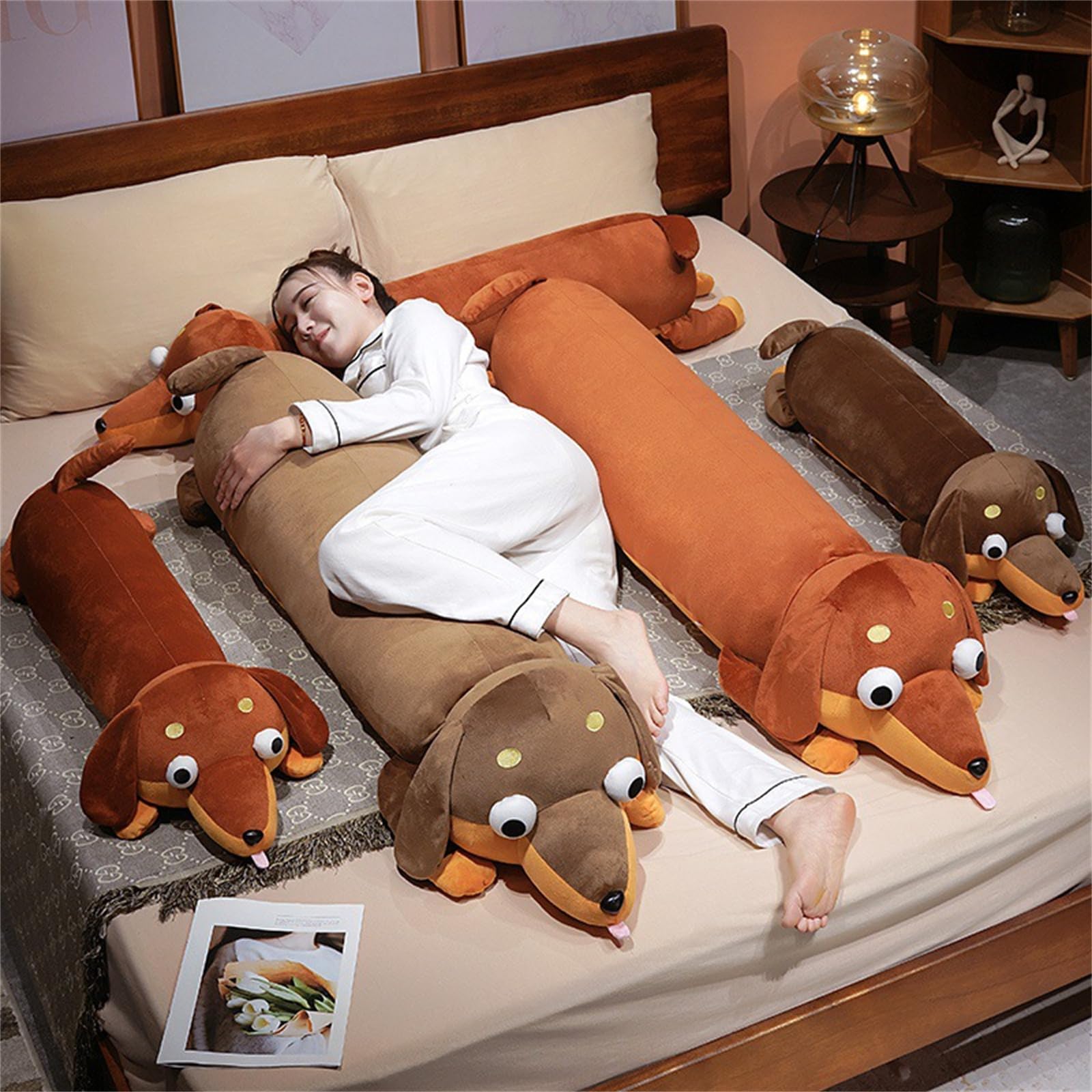 Dackel Kuscheltier, Lang Dackel Hund Kuscheltier XXL Kissen, Gewichtskuscheltier, PlüSch-Hundekissen Weich PlüSchkissen, Geburtstag Deko Geschenk FüR Kinder Baby (100cm,shenzong)