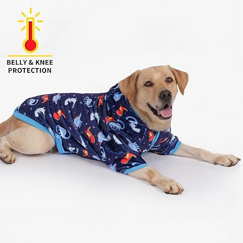 Miniatura 3 de LovinPet Sudadera con capucha para perros grandes, ropa de invierno ligera de franela para perro, tela agradable a la piel, con estampado de