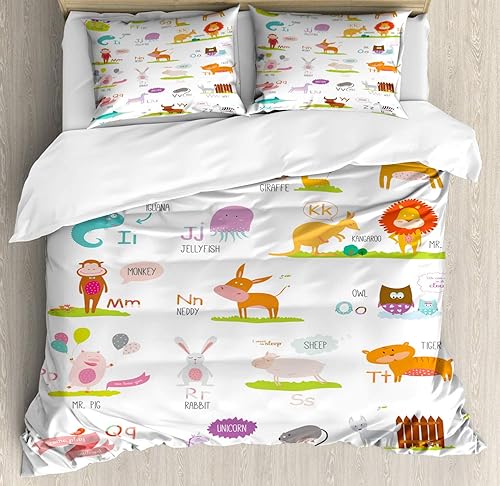 Miniatura 8 de Lunarable Whale Duvet Cover Set, Subaquatic Life in Arctic Circle with Fisherman Iceland Penguins Jellyfish, Decorative 3 Piece Bedding Set with 2