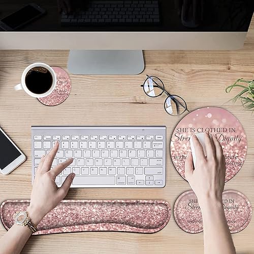 Miniatura 3 de Juego de alfombrilla ergonómica para mouse con soporte de muñeca y reposamuñecas para teclado para laptop, juegos y oficina, duradera, cómoda y