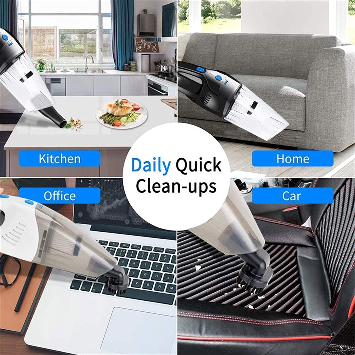 USB Powerful Wireless Vacuum Cleaner Car Vacuum Cleaner for Car Handheld Portable Vacuum Cleaner Car Wireless Vaccums Cleaners(Color:White), Size