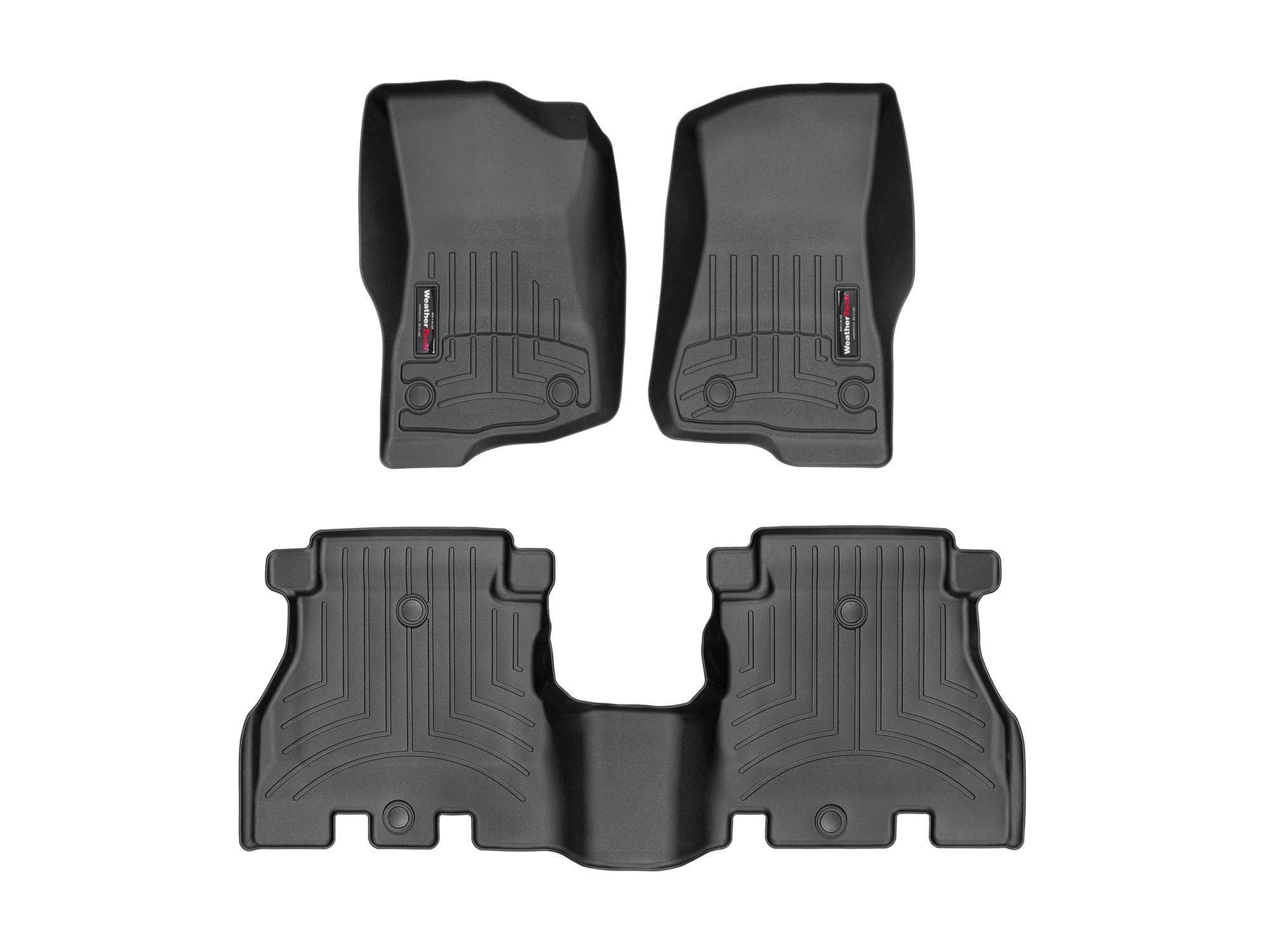 Weathertech Custom Fit FloorLiners for Jeep Wrangler 4-Door Rubicon 392, Wrangler Unlimited 4-Door, Wrangler 4-Door - 1st & 2nd Row (441313-1-2), Black