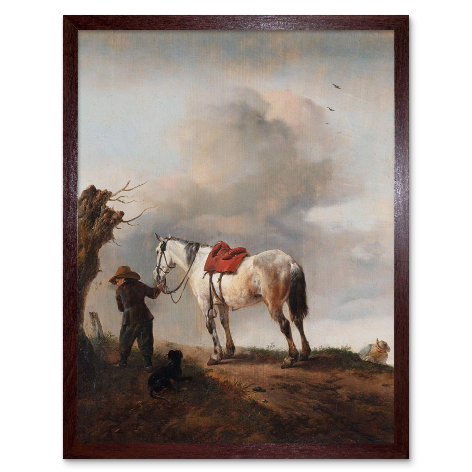 Artery8 Wouwerman The Gray Horse Painting Art Print Framed Poster Wall Decor 12x16 inch