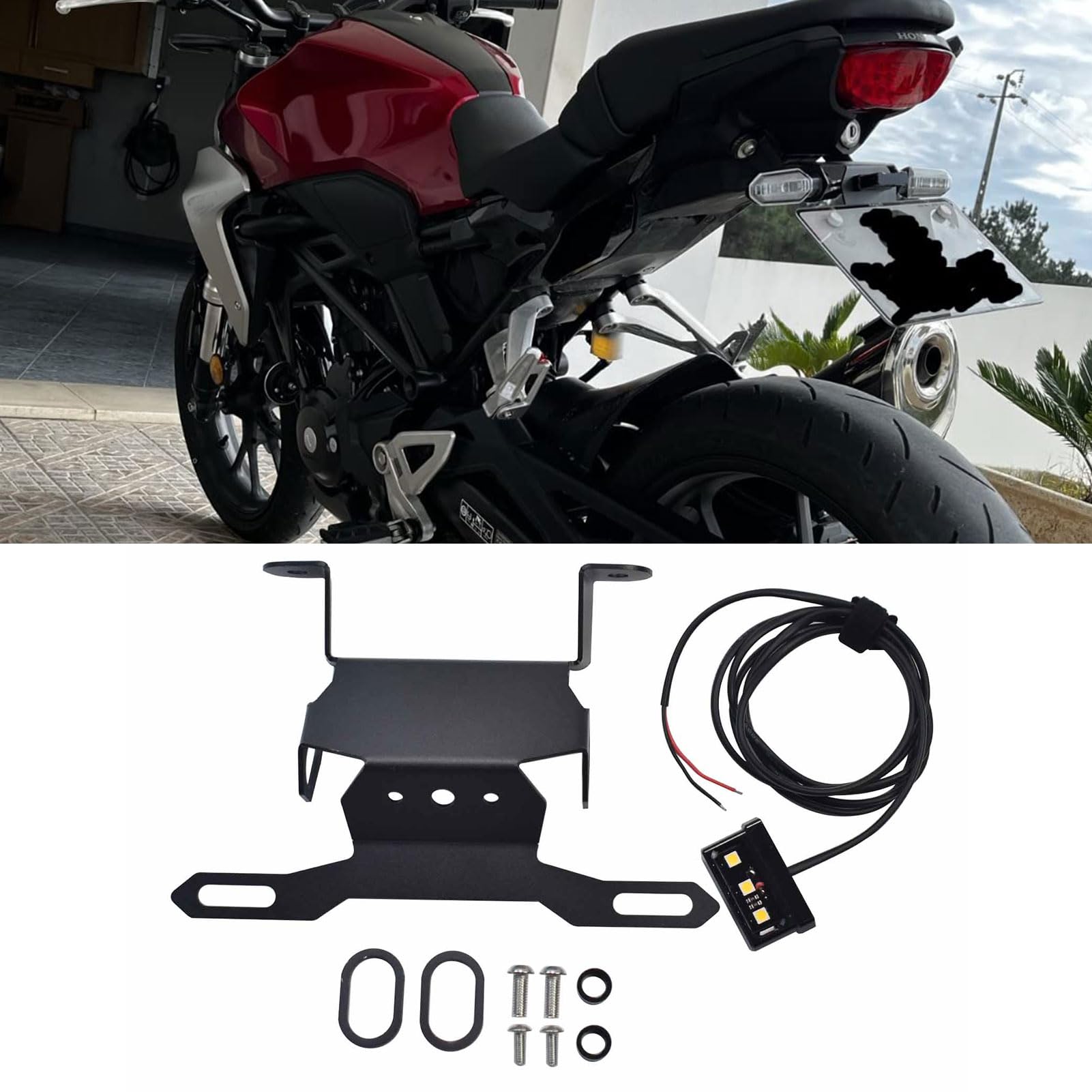 Support de plaque rigide en acier inoxydable pour CB300R CB125R avec système tail tidy - 8