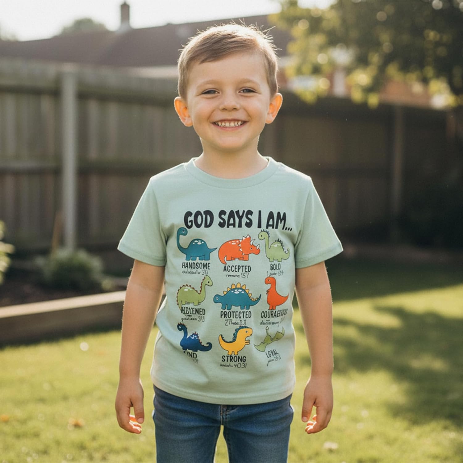 Toddler Baby Boy Summer Outfit God Says I Am Handsome Truck Tractor Shirt Short Sleeve Tops T-Shirt Little Kids Clothes - Image 2