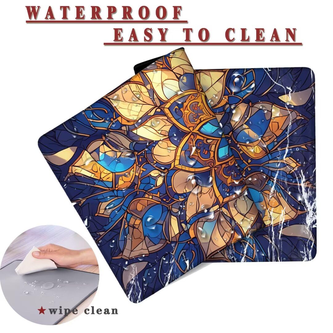 Tappetino Mouse XXL Gaming 900x500x4mm Mouse Pad Mat Waterproof, Tappetino Scrivania Grande in Gomma Antiscivolo, Mousepad con Bordi Cuciti, Tappeto Sottomano Scrivania, Tappetino per Mouse Glass (2)