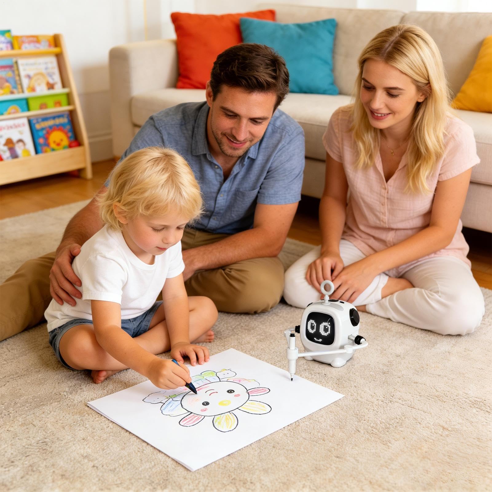 Robot De Dibujo Infantil Juguete Interactivo Recargable | Kit de Pintura con Tarjetas y Rotuladores Para Niños Y Niñas De 3 A 8 Años Para Escuela Cumpleaños Hogar Y