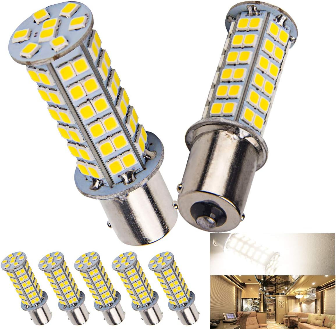 5 x Super Bright 1141 Interior Light Bulbs BA15S 1156 80 SMD LED 1003 900 Lumens Replacement Light Bulbs for RV Indoor Lights,Natural White