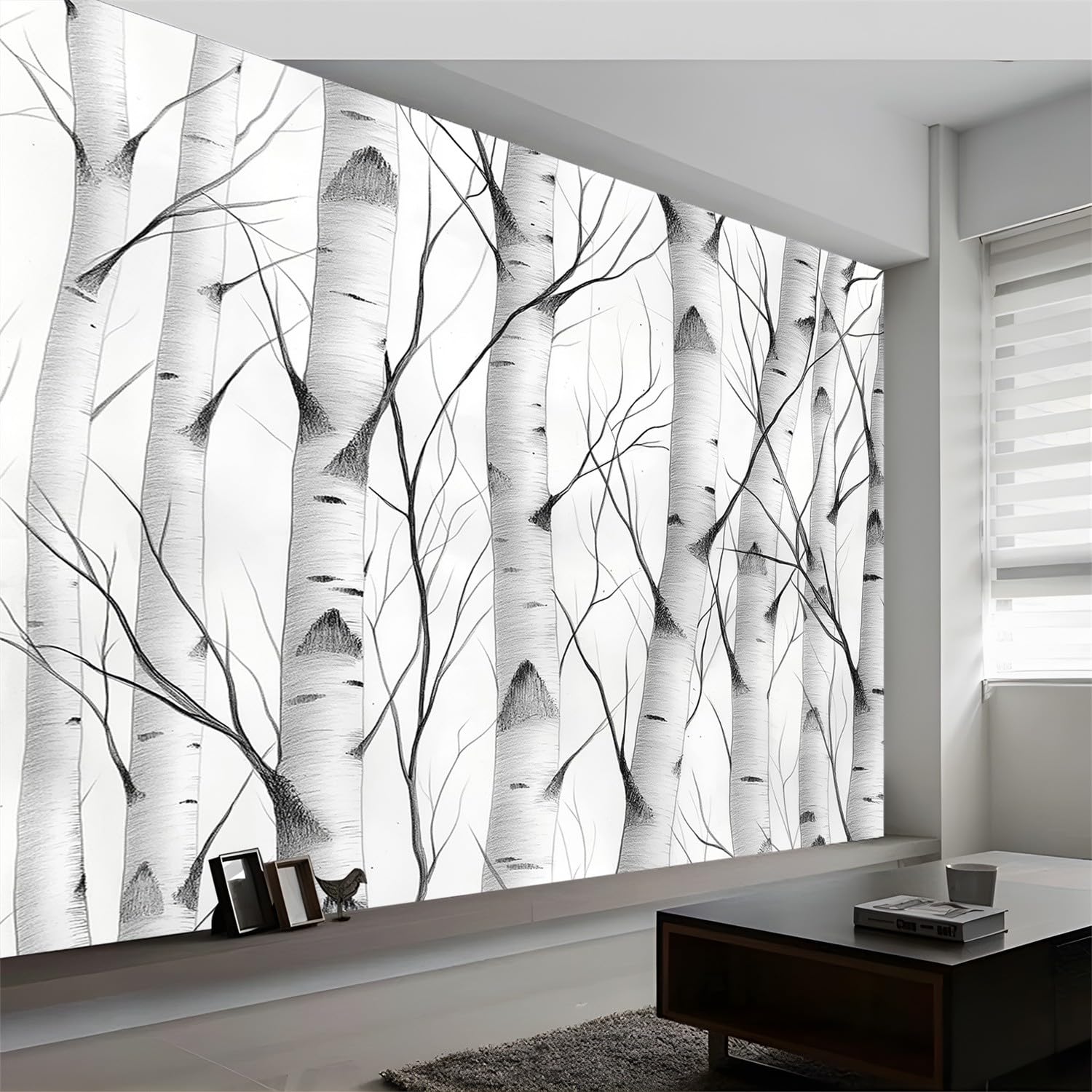 Malowidła ścienne Malarstwo Rośliny Lasy Brzozowe Tapety, Malarstwo Rośliny Fototapeta Dekoracyjna do Salonu Sypialni Fototapeta, 450 x 315 cm (szer. x wys.) Sztuka Tapeta Efekt 3D