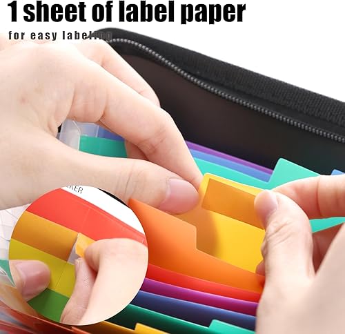 Miniatura 4 de Koogel Organizador de cupones de recibos, 13 bolsillos, mini organizador de archivos de acordeón, soporte de cupón, carpeta expandible para