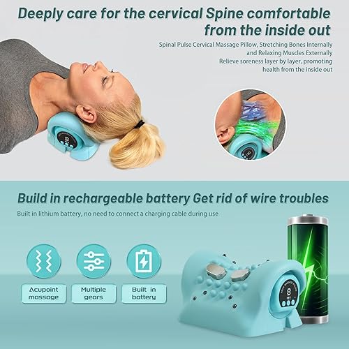 Miniatura 4 de Masajeador de cuello para aliviar el dolor de tejido profundo, 9 modos de almohada eléctrica para el cuello y los hombros, masajeador con calor para