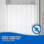 Kenney Medium Weight 4.8 Gauge Waterproof PEVA Shower Curtain Liner with Rust-Resistant Metal Grommets and Weighted Magnetic Hem for Bathroom, 70" W x 72" H (177.8 W x 182.9 H cm), White, 1-Pack