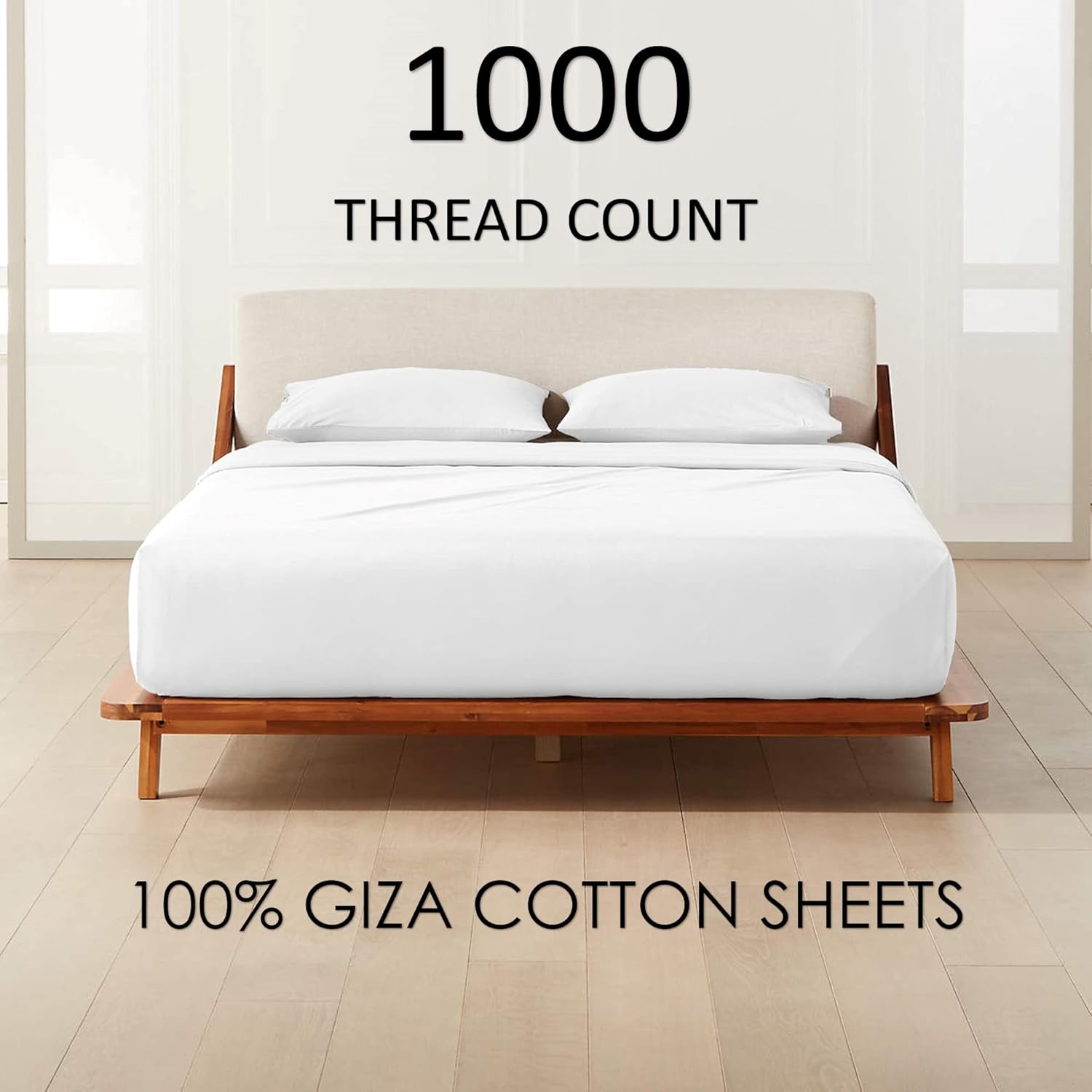 1000-Thread-Count-My-Egyptian-Giza-Cotton-Dream-Sheets-%-Pillow-Set, 4-Piece Giza Bed Sheet, Fits Mattress 12" Deep Pocket, 1000-TC High Thread Count Soft Giza Sateen Sheets - Twin XL, White