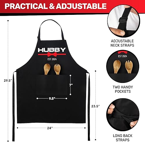 Miniatura 5 de Prazoli Products Juego de delantales Mr Mrs  Regalos de compromiso, regalos de boda y despedida de soltera para pareja (cuchara grande y cuchara