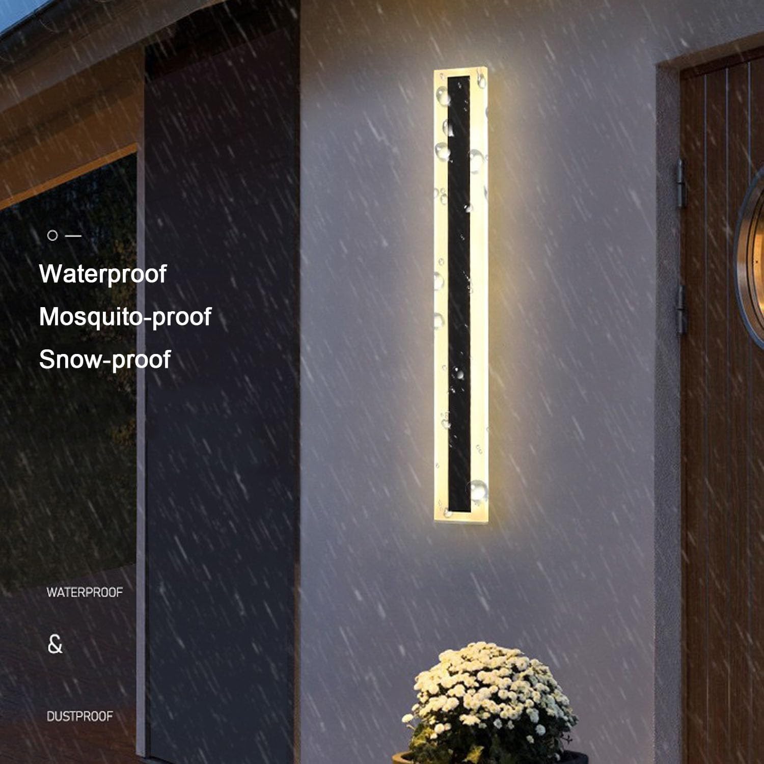 2Pack 39inch Long Outdoor LED Wall Light,30W Waterproof IP65 Warm White 110V led Wall Mount Lighting Fixture Rectangular Black Garage Wall Lights Elegant Frosted White Acrylic Anti Rust.