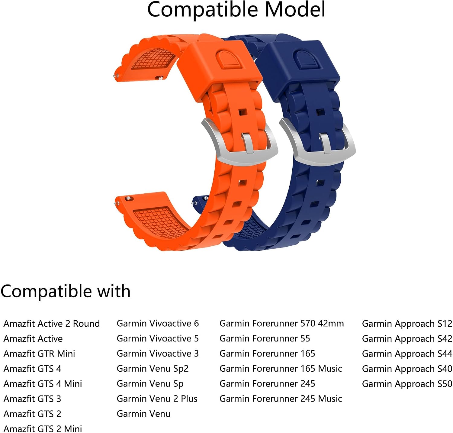 Quick Release Watch Bands Replacement Band Watch Strap Compatible with Amazfit Active 2 Round, GTR Mini, GTS 4, Garmin Forerunner 570 42mm, Forerunner 55 165, Approach S12 S44, Vivoactive 6 5 image 2