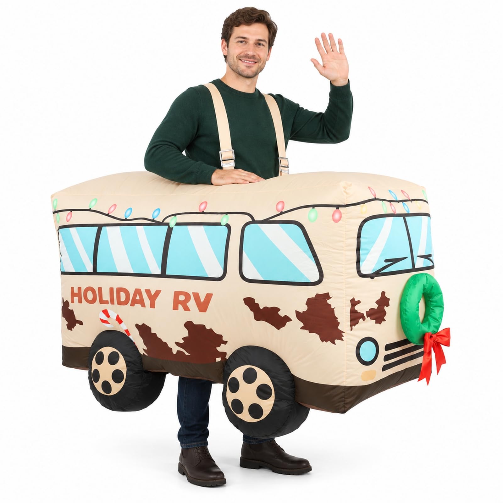 Adult Christmas Inflatable RV Costume Fun Blow Up Suit Xmas Vacation Party