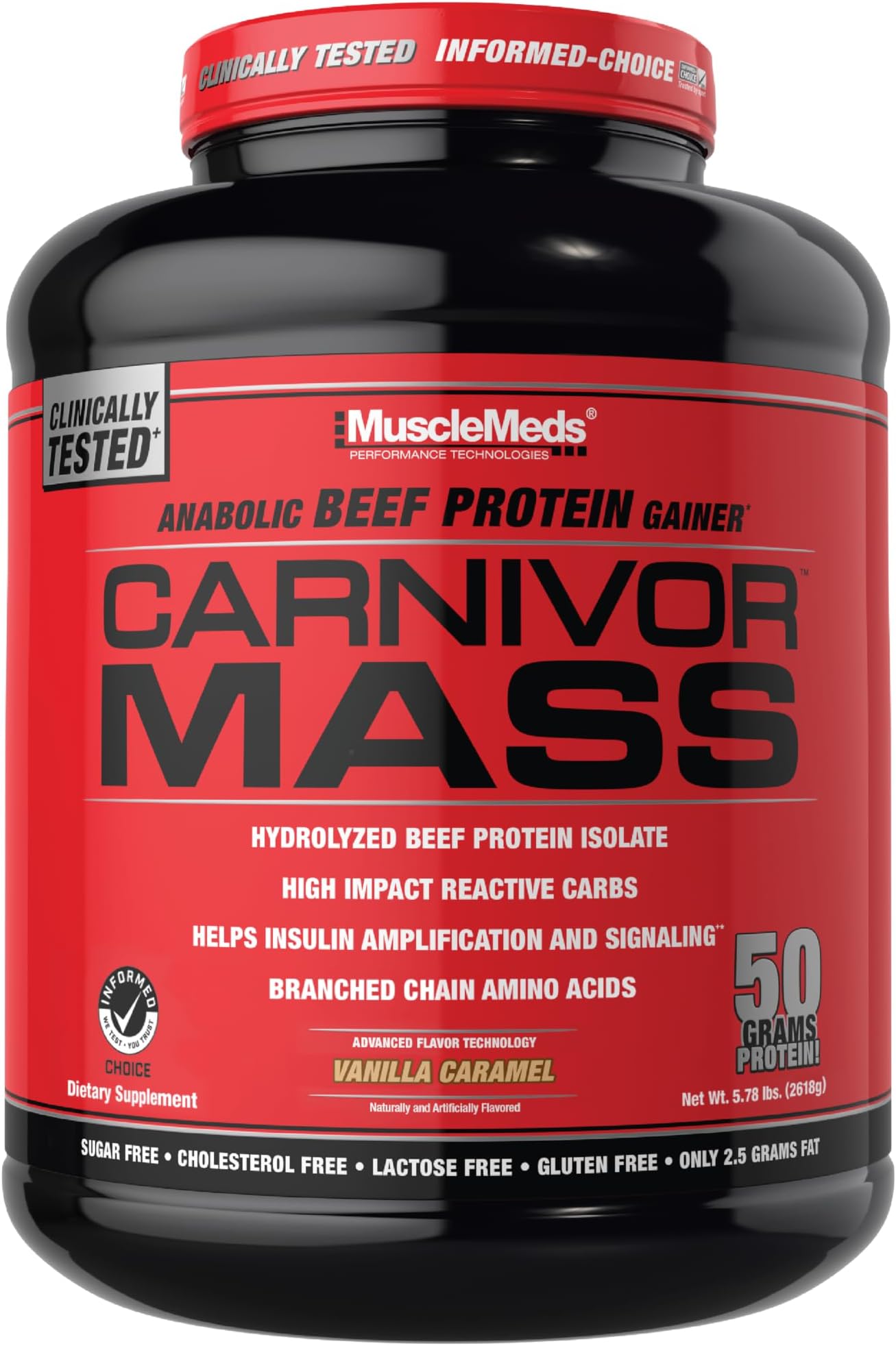 MuscleMeds Carnivor Mass Diet Supplement, Vanilla Caramel, 5.78 Pound (002658)