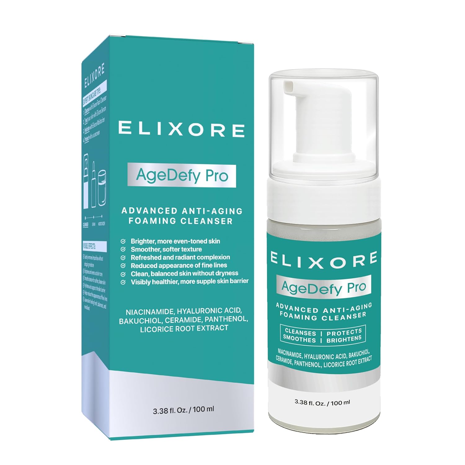 AgeDefy Pro Niacinamide Face Cleanser for Women | Daily Anti-Wrinkle & Calming Facial Wash with Aloe Vera & Green Tea | Removes Makeup & Oil, Deep Cleansing & Hydrating Face Wash (100ml)