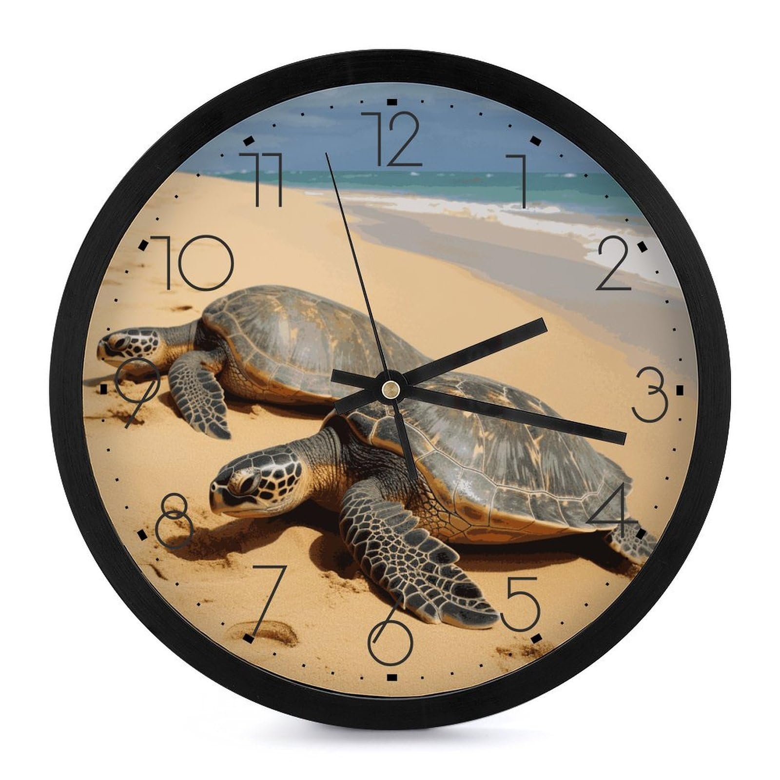 Horloge murale tortue de plage moderne sans tic-tac à piles