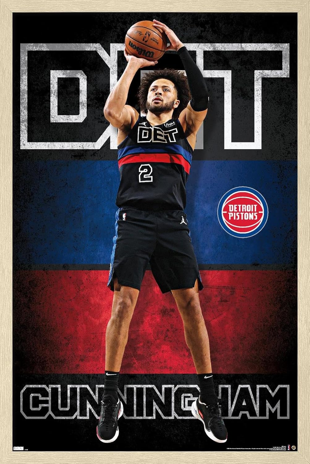 NBA Detroit Pistons - Cade Cunningham 23 Wall Poster, 22.4L" x 14.7W", Barnwood Framed Version