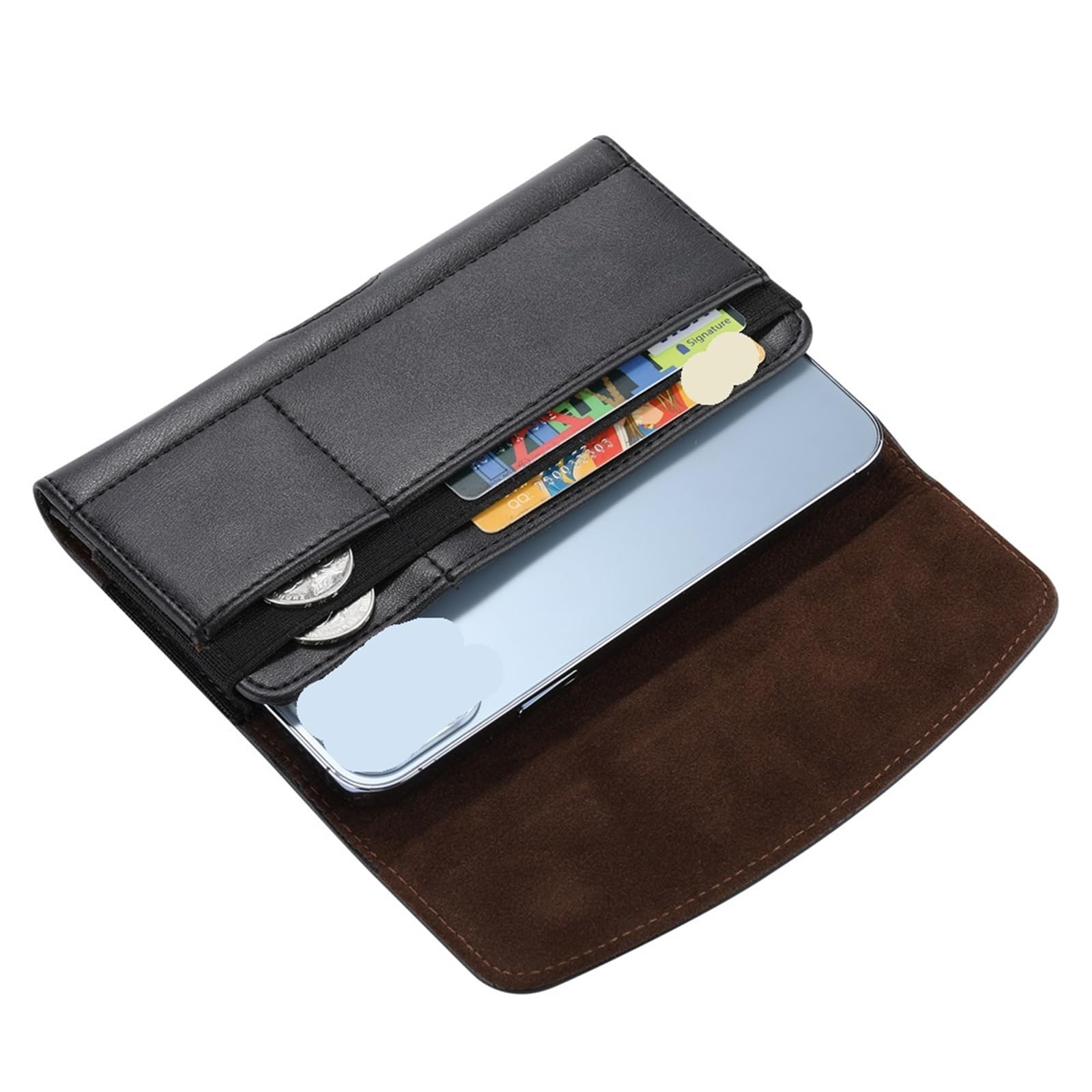 Phone Belt Pouch Universal Leather Holster Clip Case for Men Waist Bag Cover für Wandern, Camping(XL)