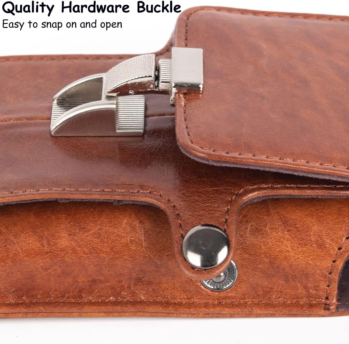 Premium Cowhide Leather Phone Holster Case, Universal Waist Bag Belt Pouch Carrying Case, Men Outdoor Travel Camping Holster for iPhone 13/13 Pro/13 Pro Max/12 Pro/12 Mini/11 Pro Max/XR/Xs Max Brown