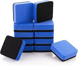 cobee Mini Dry Erase Erasers, 12pcs Magnetic Whiteboard Eraser with Thick Felt Pad, Dry Erasers Chalkboard Cleaner Wiper for Cleaning Drywipe Boards Suitable for Classroom School Office(Dark Blue)