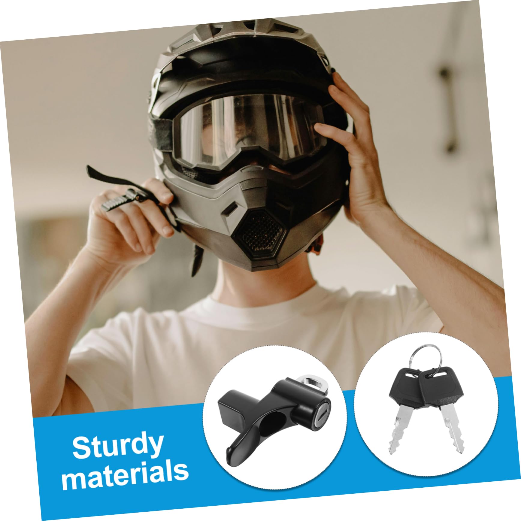 Vaguelly Candado para Casco de Moto Negro de Aleación de Aluminio, Cerradura Antirrobo Fiable Fijación Segura para Scooter y Accesorios de Casco