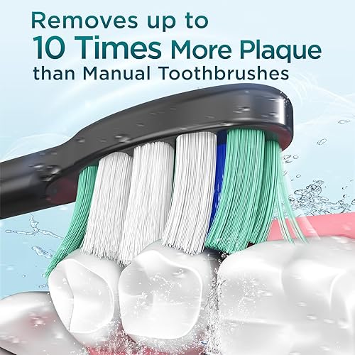 Miniatura 2 de YteaTh Cepillo de dientes eléctrico sónico para adultos y niños con 8 cabezales de cepillo, 5 modos con temporizador inteligente integrado de 2