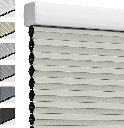 Miniatura 8 de Keego Persianas celulares opacas sin cordón, con diseño de panal de abeja, para el hogar, dormitorio, cocina (blanco, tamaño 34 pulgadas de ancho x