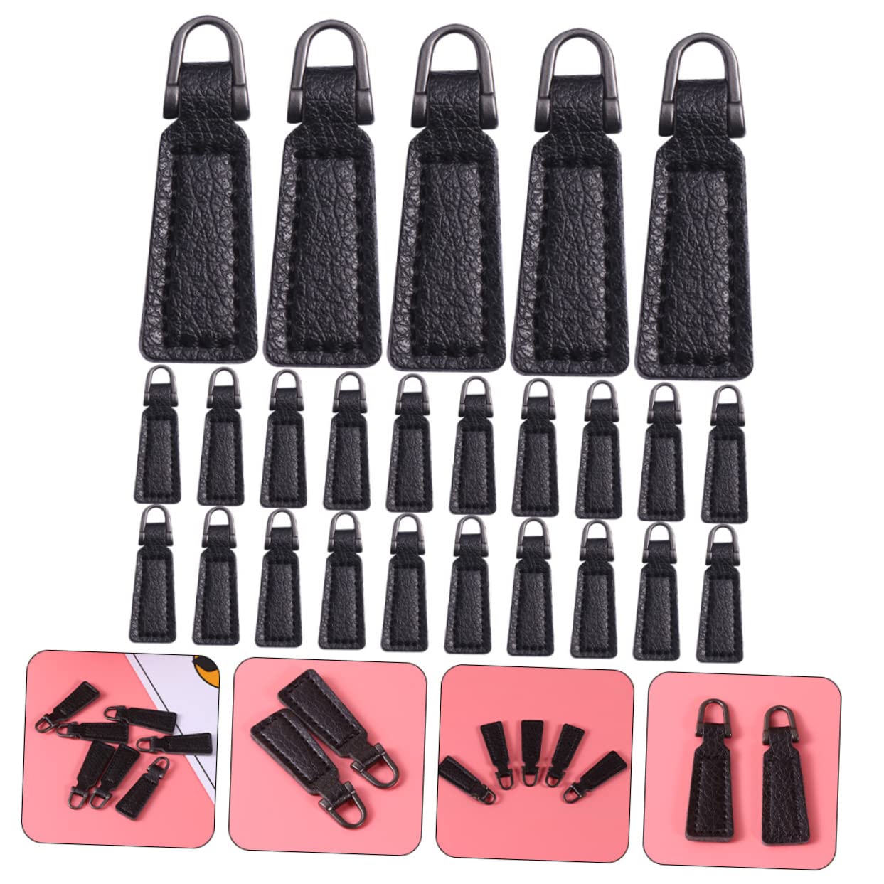 TEHAUX 125piezas Tiradores De Cremallera De Pu Para Reparación De Ropa y Accesorios De Equipaje Cabezas De Cremallera Duraderas Para Mochilas y Proyectos De