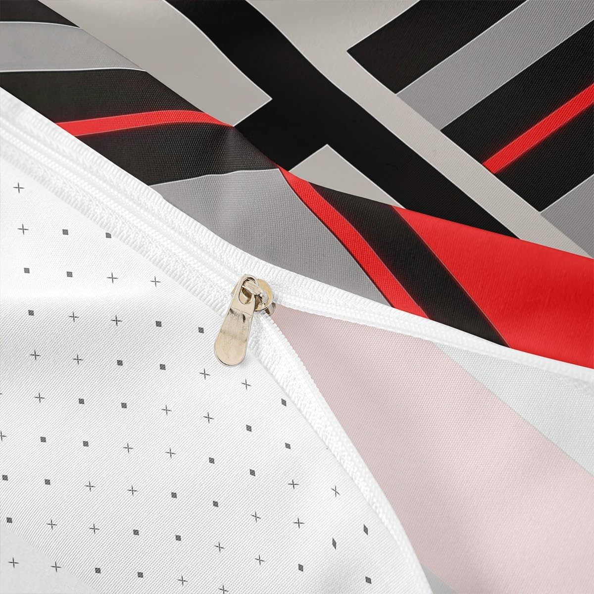 jejeloiu Red Grey Black Duvet Cover Abstract Geometric Bedding Set Toddler Size for Kids Boys Girls Teens Room Decor Modern Design Comforter Cover,No Comforter