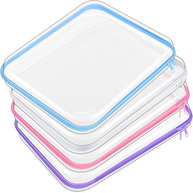 Hoolerry 4 Estojos Rígidos Transparentes com Zíper, 35,1 x 30 x 5,1 cm, PVC