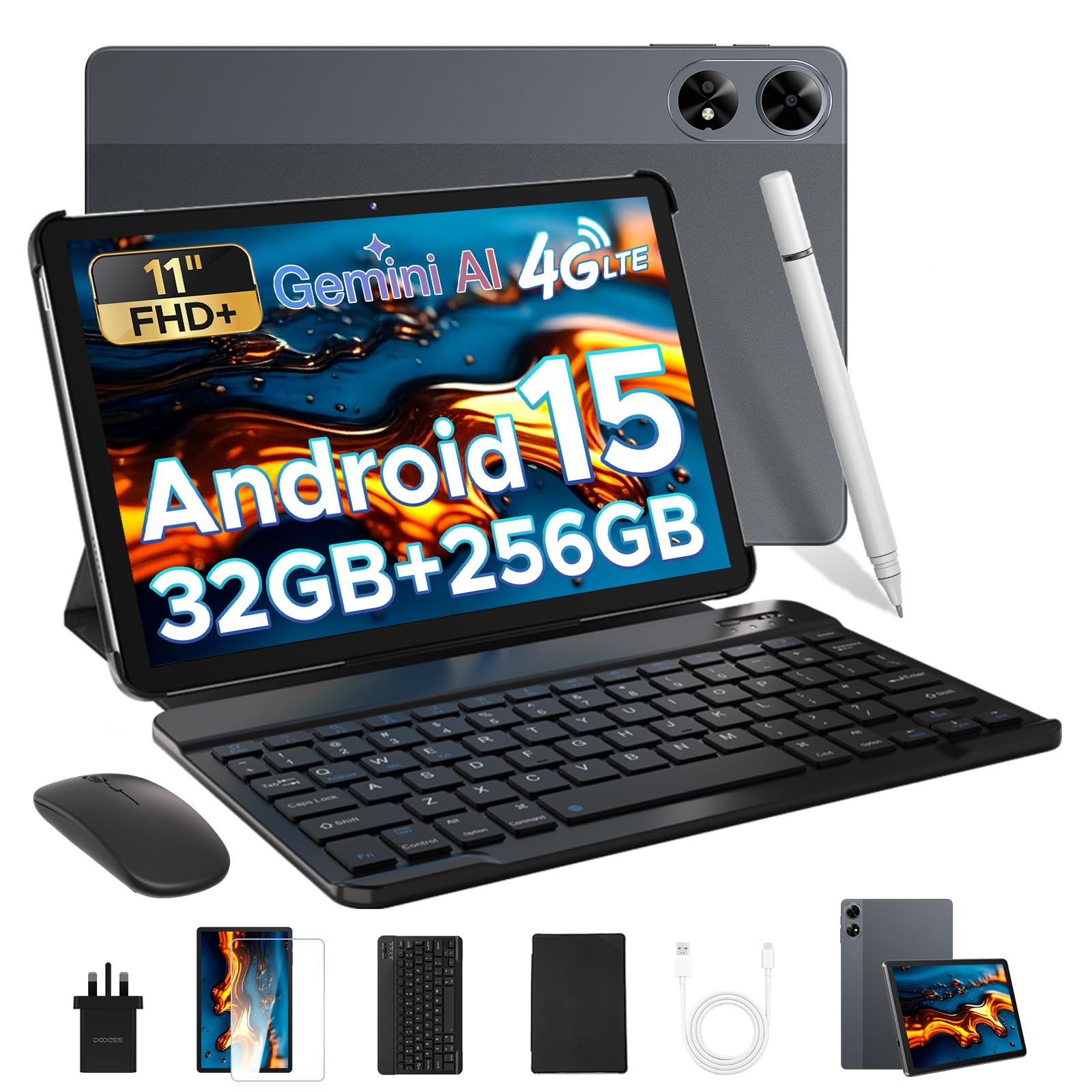 DOOGEE Tab G6+ Android 15 Tablet with Keyboard, 8000mAh Battery