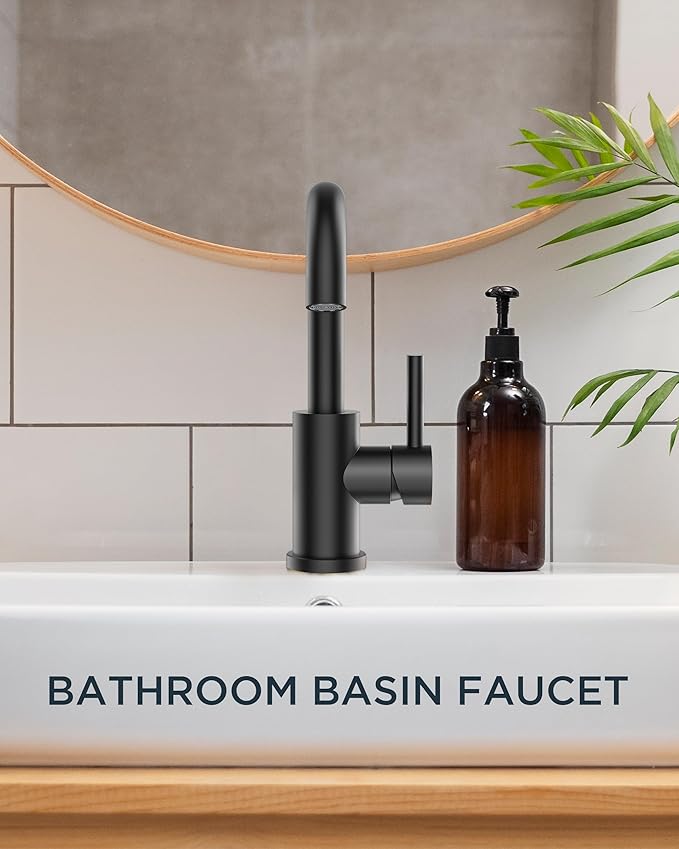 Grifería Lavamanos Monocomando 1 Hueco Negro Mate miniatura 9